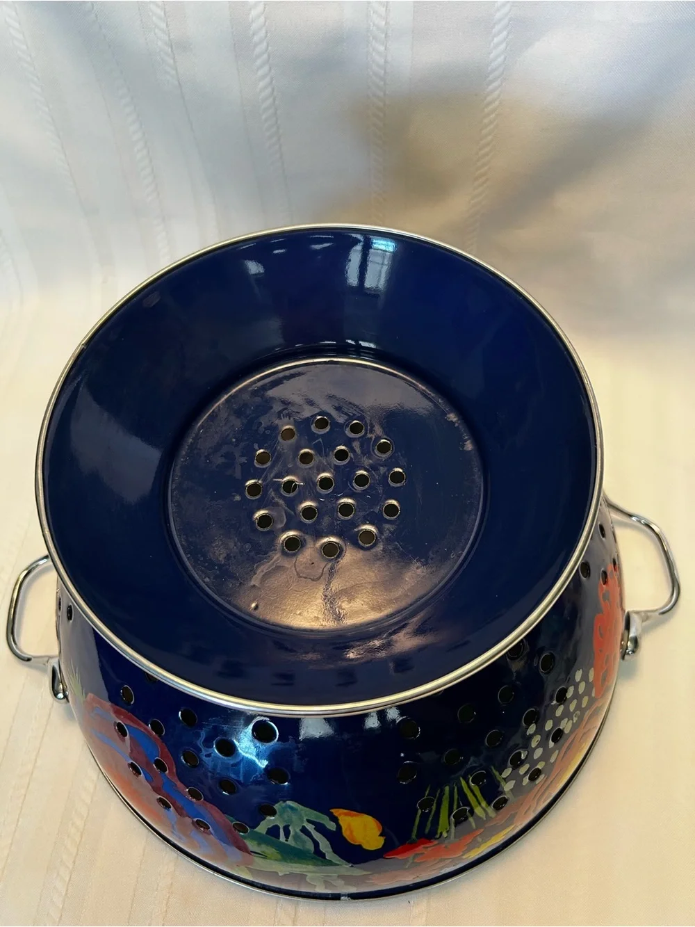 The Pioneer Woman Kitchen Ware Colander Blue Steel Multicolor Floral Leaves